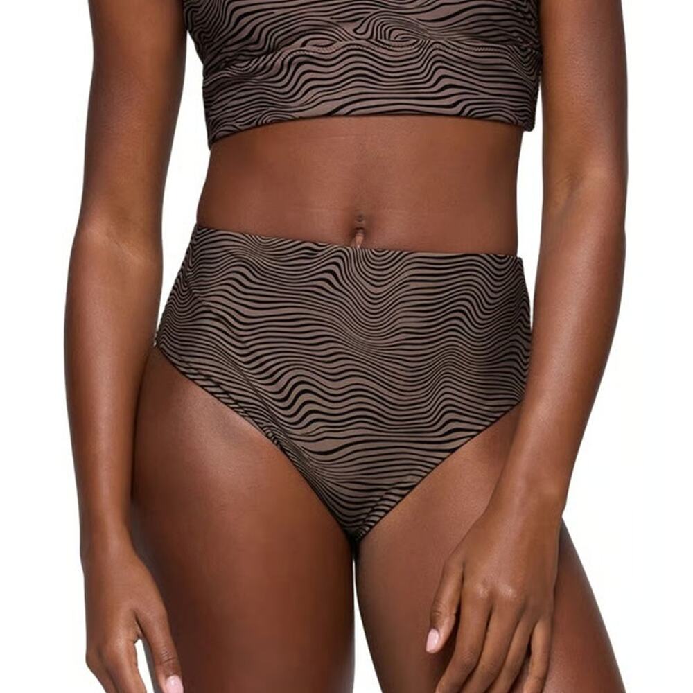 Prana Lahari High Rise Swim Bottom Women's XS Black Wavee Cheeky Brief Sporty